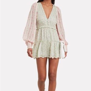 NWT HEMANT AND NANDITA Sana Long Sleeve Mini Dress in mint